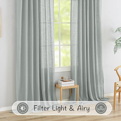 Light Grey Linen Back Tab Curtains 84 Inches Long - Image 7