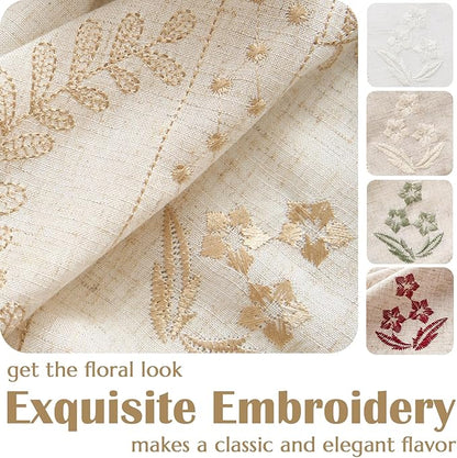 jinchan Belrose Linen Curtains for Bedroom Floral Curtains 84 Inch Length Linen - Image 7