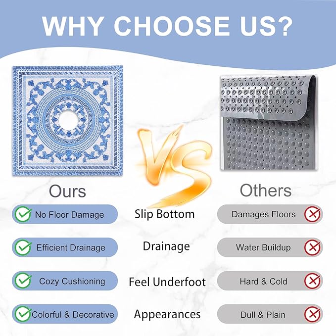 Square Shower Mat Non Slip: 24x24 Inch Extra Large Shower Mats - Image 3