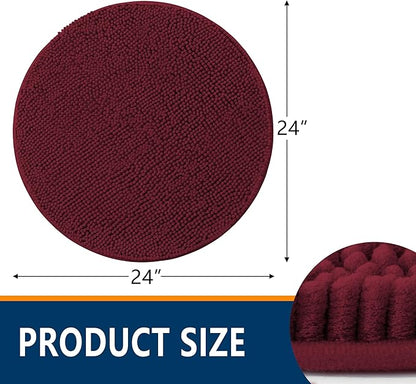 Smiry Luxury Chenille Round 24x24, Extra Soft and Absorbent Shaggy Bathroom Mat - Image 2
