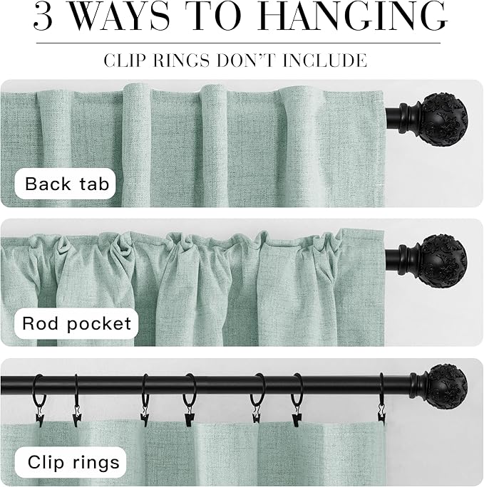 RYB HOME 100% Blackout Linen Textured Curtains 96 inches Long, Thermal - Image 7