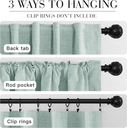 RYB HOME 100% Blackout Linen Textured Curtains 90 inches Long, Thermal - Image 7