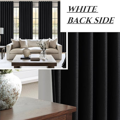 Black Out Kitchen Curtains 72 Inch Length 2 Panels Set, Modern Pleated Linen - Image 7
