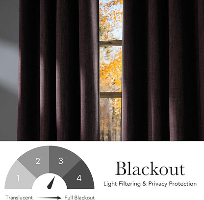 NICETOWN Greyish Purple Faux Linen Room Darkening Rod Pocket Curtains 63 inch - Image 6