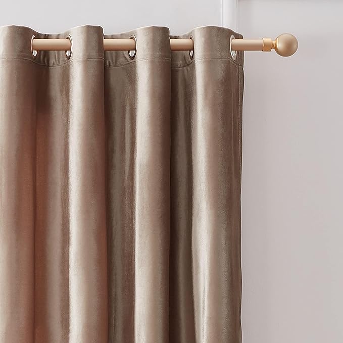 BULBUL Taupe Velvet Curtains 102 inches Long: Luxury Elegant Living Room Curtain - Image 2
