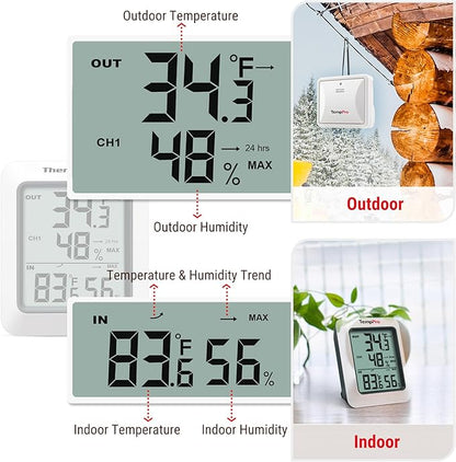 TempPro TP60-2 Digital Hygrometer Indoor Outdoor Thermometer Wireless - Image 8