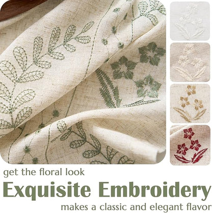 jinchan Belrose Linen Curtains for Bedroom Floral Curtains 84 Inch Length Linen - Image 7