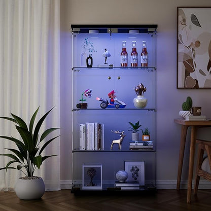 Yoluckea 4 Shelves Glass Display Cabinet - Image 5