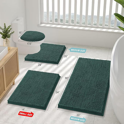 Smiry Luxury Chenille Bathroom Rugs 34x21, Extra Soft and Absorbent Shaggy Bath - Image 2