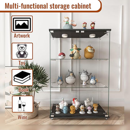 Yoluckea 3-Shelf Glass Display Cabinet - Image 4