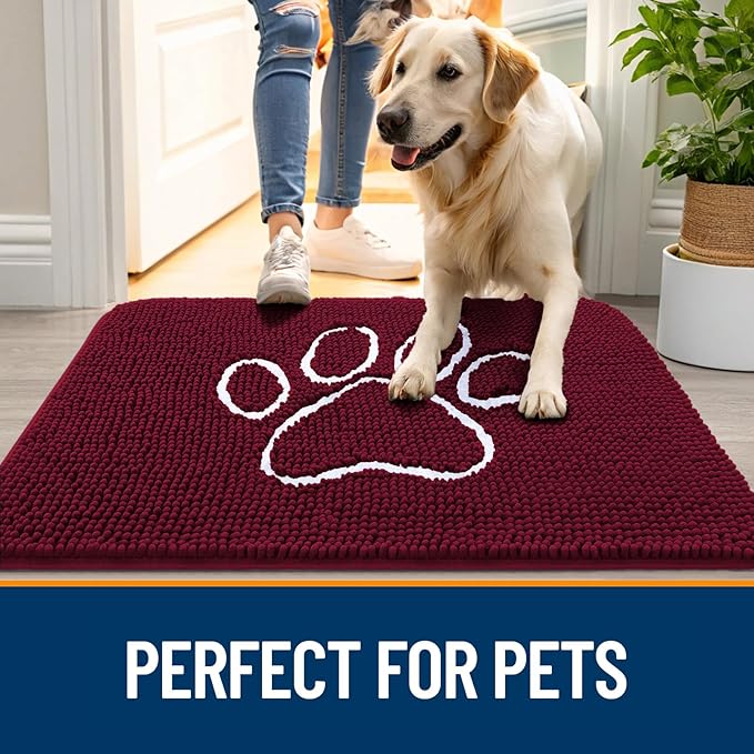 OLANLY Dog Door Mat for Muddy Paws 24x16, Paw Print Design, Absorbs Moisture - Image 6