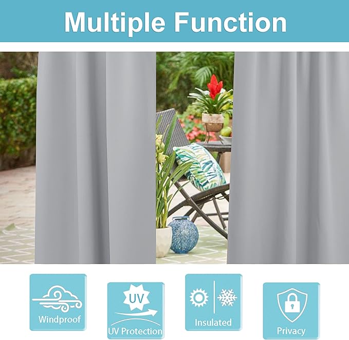RYB HOME Outdoor Curtains Waterproof Extra Long 108 inches - Image 5