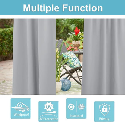 RYB HOME Outdoor Curtains for Patio Waterproof Tab Top Block Sunlight Thermal - Image 5