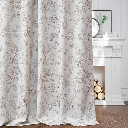 jinchan Pinch Pleated 95% Blackout Floral Curtains, Taupe 84 Inch, Room - Image 7