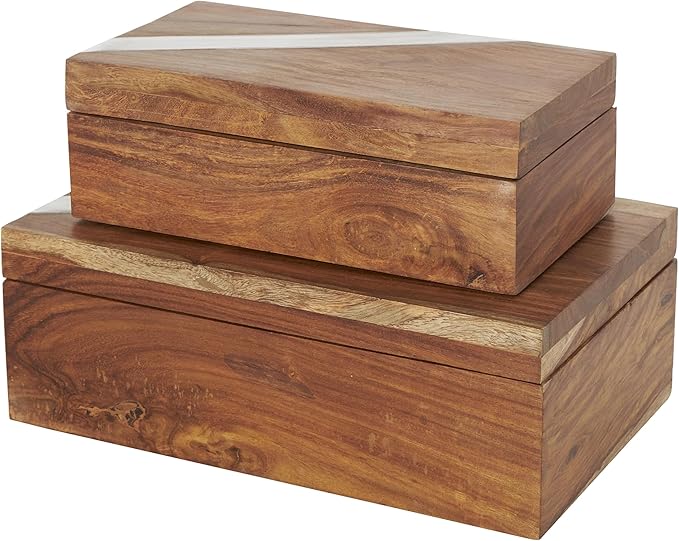 Deco 79 Mango Wood Decorative Box Decorative Keepsake Boxes by Deco79