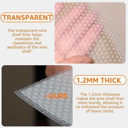 Pantry Shelf Liners for Wire Shelving: 13 Inch Wide Clear Waterproof Shelves - Image 3