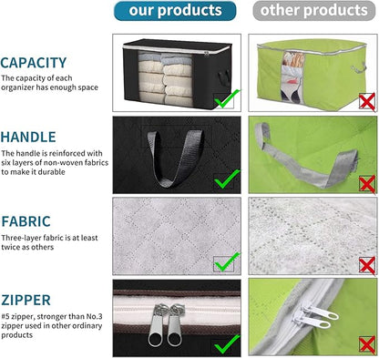 Large Storage Bags, 8 Pack Clothes Storage Bins Foldable Closet Organizers - Image 3