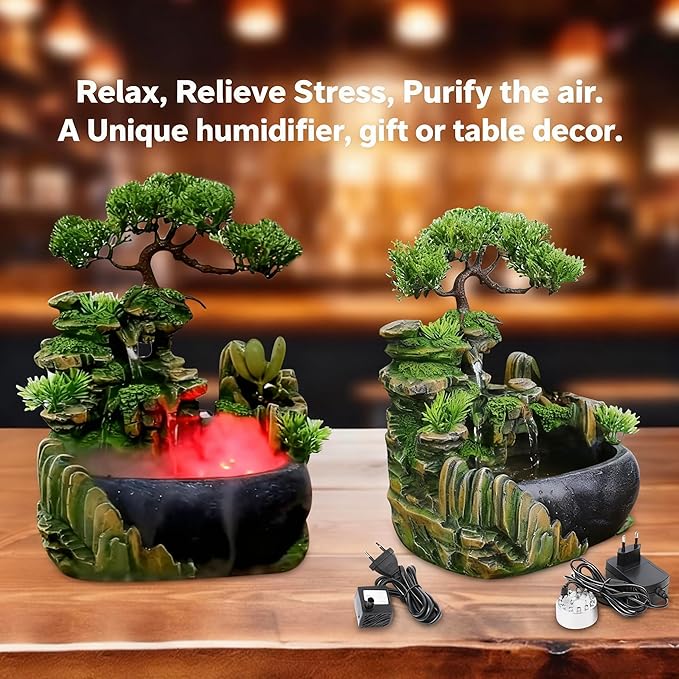 Tabletop Rockery Fountain Indoor Waterfall Bonsai Desktop Mini Rockery Water - Image 2