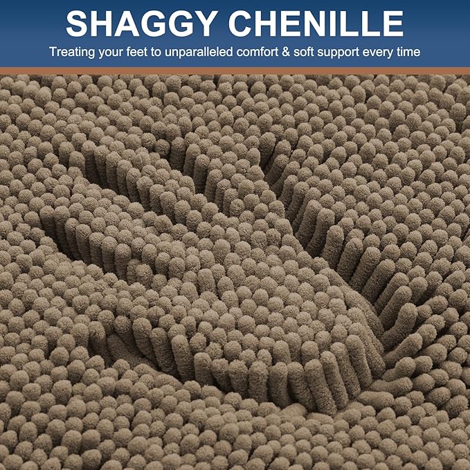 Smiry Luxury Chenille Bathroom Rugs 44x32, Extra Soft and Absorbent Shaggy Bath - Image 3