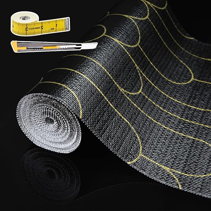 Shelf Liners for Kitchen Cabinets Drawer Liner 23.6in x 30FT Non Adhesive Black by Adwann