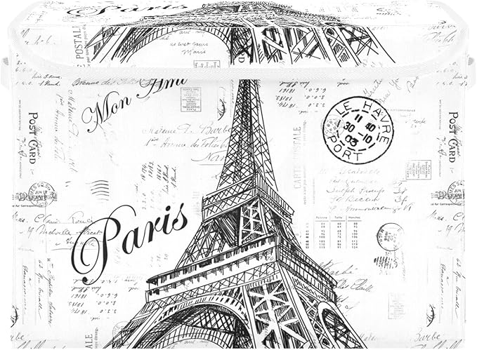 Kigai Paris Eiffel Tower Lidded Home Storage Bins, Foldable Storage Basket by Kigai