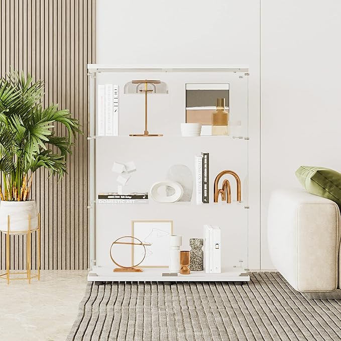 Yoluckea 3 Shelves Glass Display Cabinet - Image 7