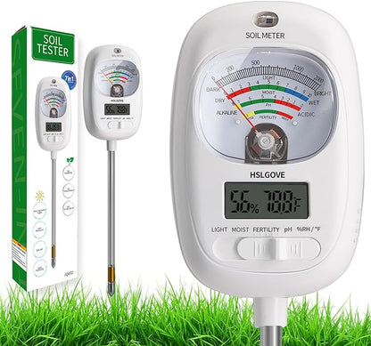 HSLGOVE Soil Test Kit, 7-in-One Soil Moisture Meter/Soil PH Meter/Fertility by HSLGOVE