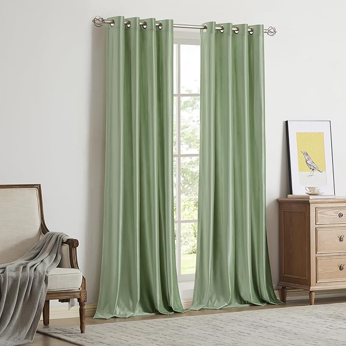 BULBUL Sage Green Velvet Curtains 84 inches Luxury Elegant Living Room Curtain - Image 7