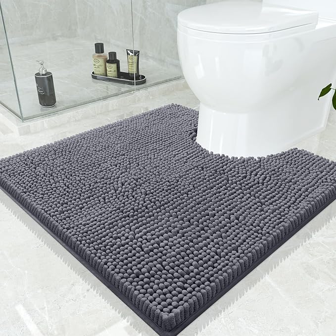 Smiry Luxury Chenille Toilet Rugs U-Shaped 24x24, Soft Absorbent Non-Slip by Smiry