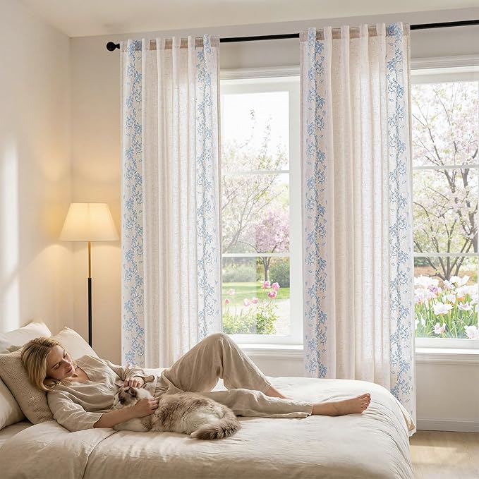 jinchan Evelyn Embroidered Linen Curtains - Image 6