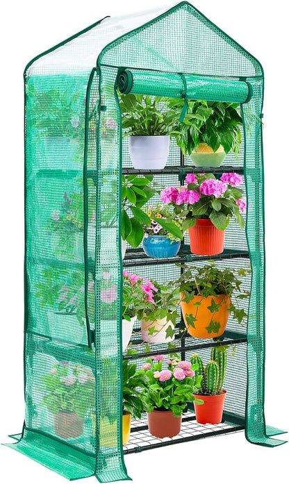 Mini Greenhouse with Screen Roof, Ohuhu Upgraded Portable 4 Tier Small by Ohuhu