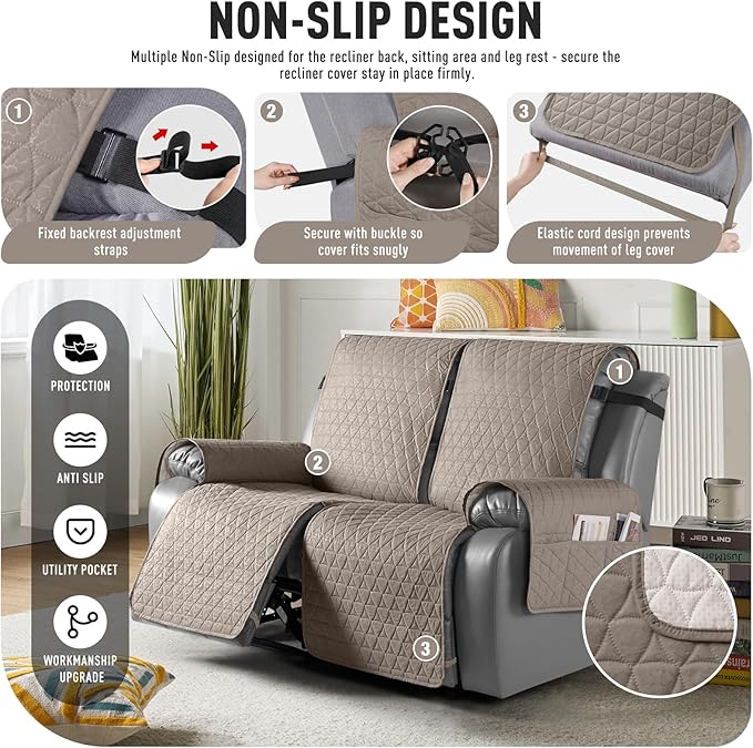TAOCOCO 100% Waterproof Recliner Cover, Non-Slip Washable Reclining Couch Cover - Image 5