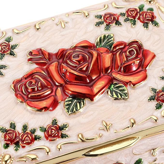 Hipiwe Vintage Metal Jewelry Box Small Treasure Chest Case Trinket Organizer - Image 4