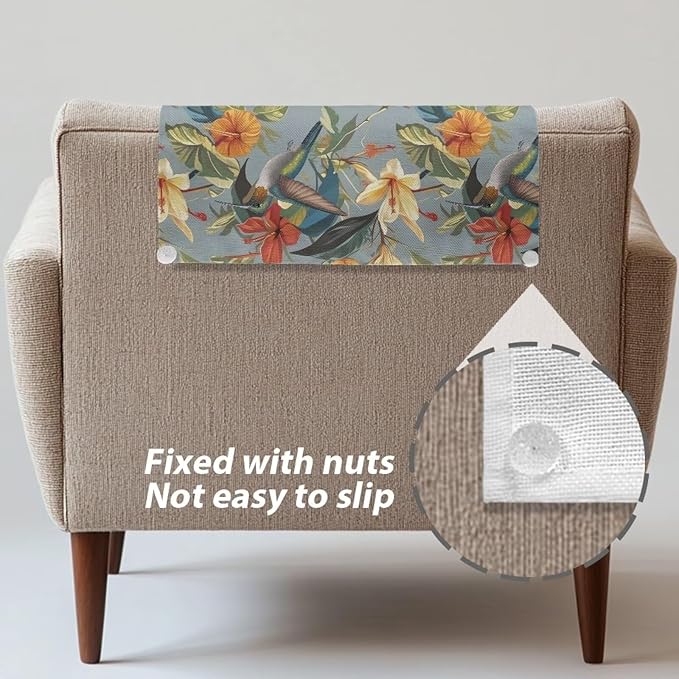 Hummingbird Armrest Cover Non-Slip Headrest Protector Stain Resistant Fabric - Image 6