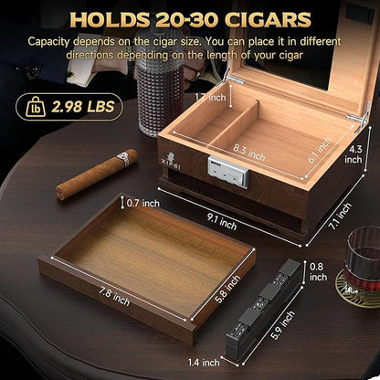 XIFEI Cigar Humidor, Glass Top Humidor Box - Image 3