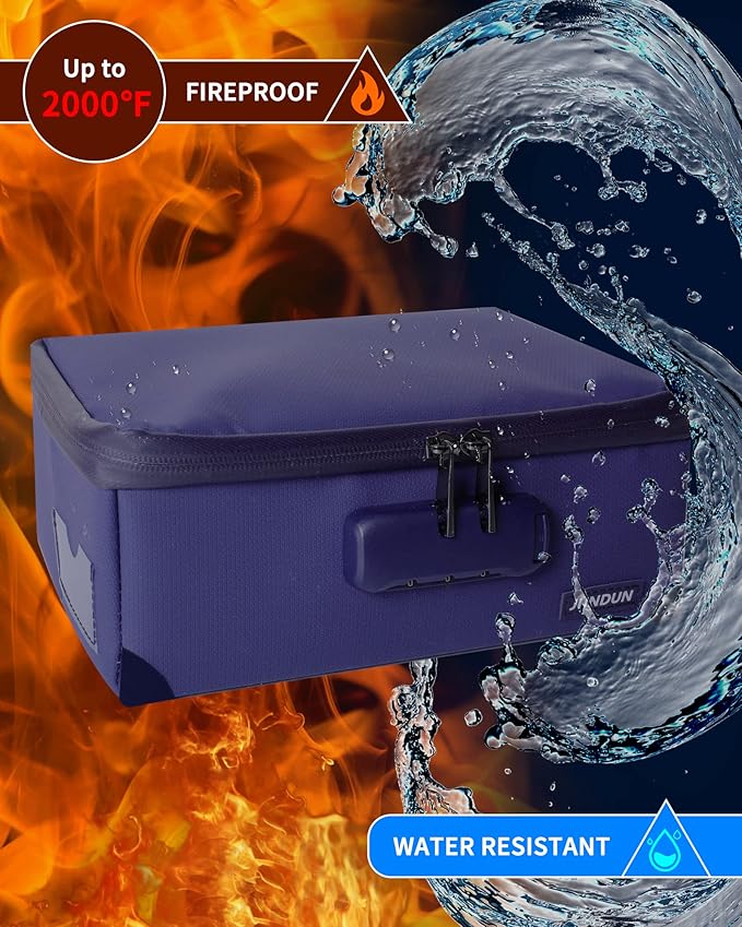 JUNDUN Index Card Holder with Lock, Collapsible Fireproof Index Card Box fits - Image 2