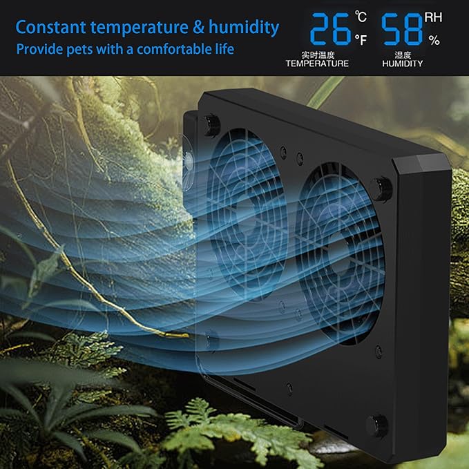 Reptile Fan & Terrarium Dehumidifier – Smart Dual-Row Humidity Fan - Image 2