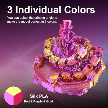 ERYONE Silk Tri Color PLA Filament 3D Printer 1.75mm +/- 0.03mm - Image 2