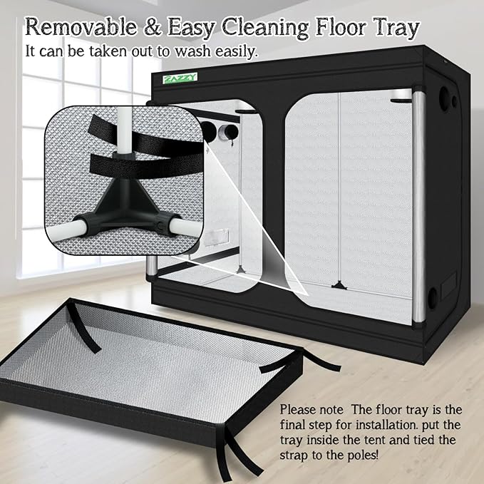 zazzy Grow Tent, 96“x48 x78 Plant Growing Tents 600D Mylar Hydroponic Indoor - Image 6