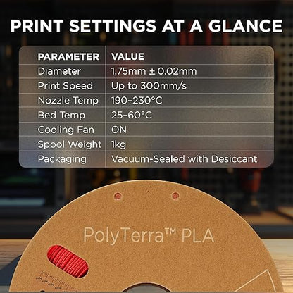 Polymaker Matte PLA Filament Lava Red 1.75mm 1kg 3D Printing Filament, - Image 6