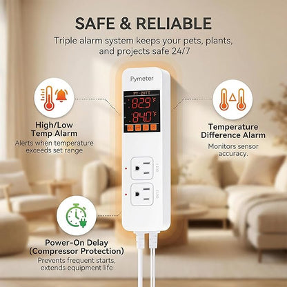 2 in 1 Digital Temperature Controller Dual Outlet Heat Mat Thermostat Reptile - Image 8