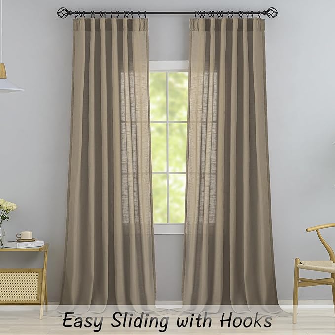 Burlap Linen 144 Inch Length Curtains - Image 2