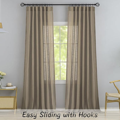 DONREN Taupe Back Tab Curtains 78 Inches Long 2 Panels - Image 2