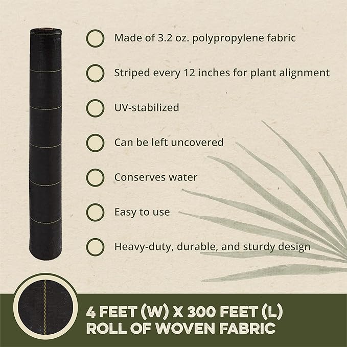 Dewitt 8-Pack Sunbelt Weed Barrier Fabric 3.2 oz, 4 x 300 Feet – Heavy-Duty - Image 3