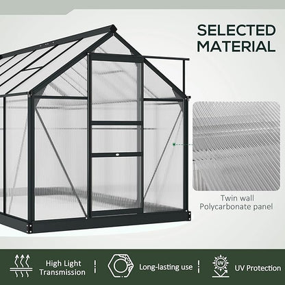 Outsunny 6' x 10' Greenhouse for Outdoors, Polycarbonate Greenhouse - Image 4