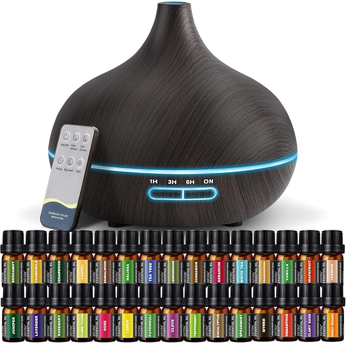 SACATR Aroma Diffiser with Essential Oils Set, 550 ML Essential Oil Diffuser by SACATR