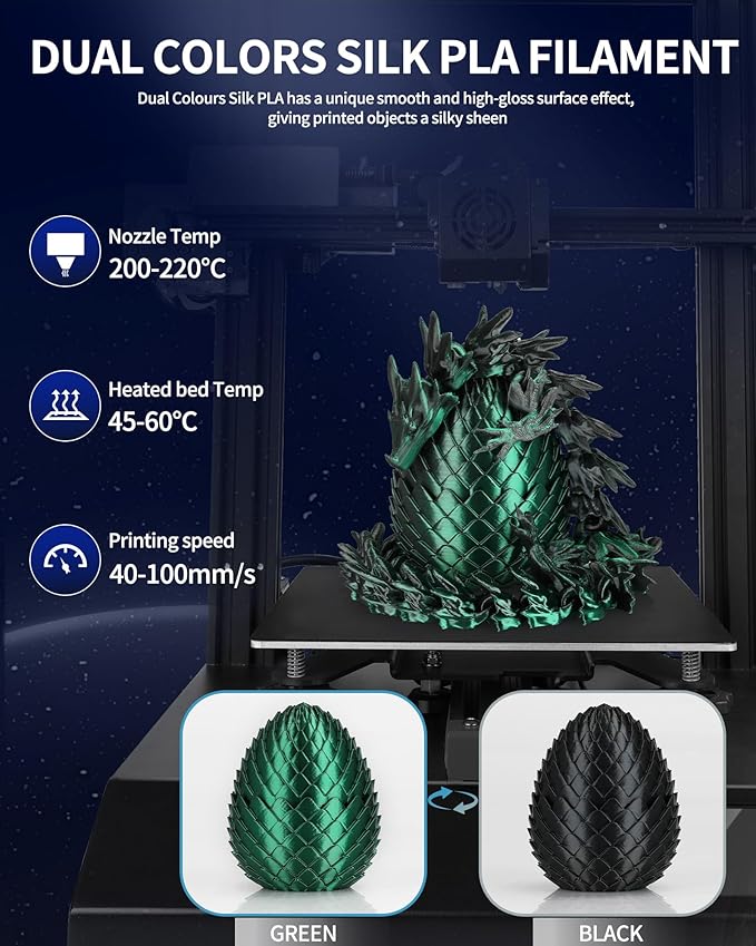 LANDU Silk Dual Color PLA Filament 1.75mm 1KG, 3D Printer Filament Dimensional - Image 3