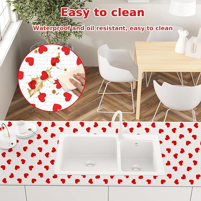 Valentine's Day Refrigerator Liner Waterproof Fridge Shelf Mat Red Heart - Image 6