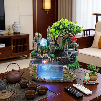 11.81" Creative Desktop Fountain Waterfall Bonsai w/LED Lights & Atomizer - Image 6