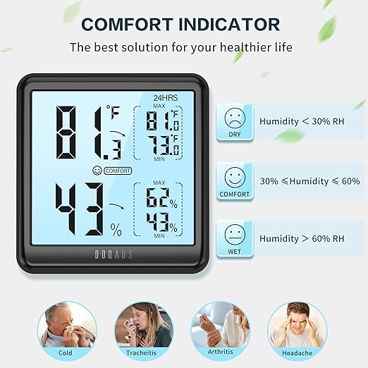 DOQAUS Room Thermometer Hygrometer, Digital Indoor Thermometer - Image 4